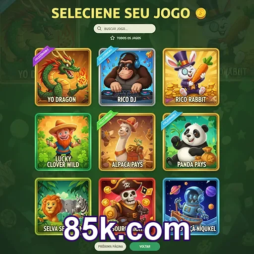 Celular com 85k.com e menu simples para entrada rápida