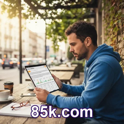 Suporte oficial 85k.com no celular com regras visíveis